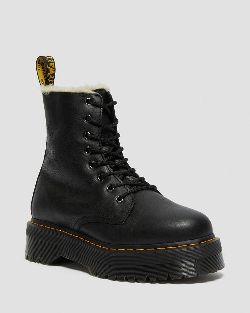 Dr Martens Jadon Læder Faux Fur Forede Platform Vinterstøvler Herre Sort | DK 577ILH